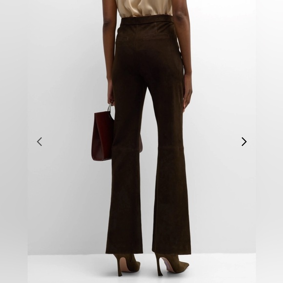 Kobi Halperin Joelle High-Rise Leather Suede Flare Pants Chocolate Brown 2 - Picture 3 of 12